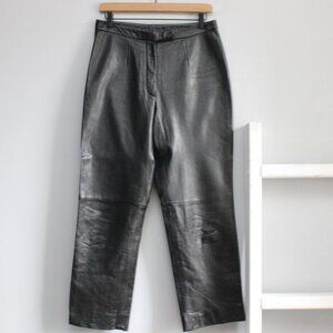 JLC New York Women's Black Leather Western Moto High-Rise Pants Size 10